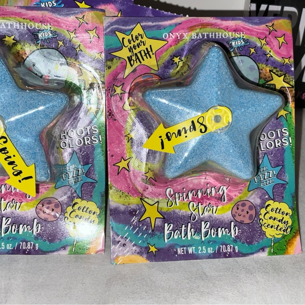 Onyx BathHouse Kids Spinning Star BathBomb 2 CottonCandy Scented ShootsColor New